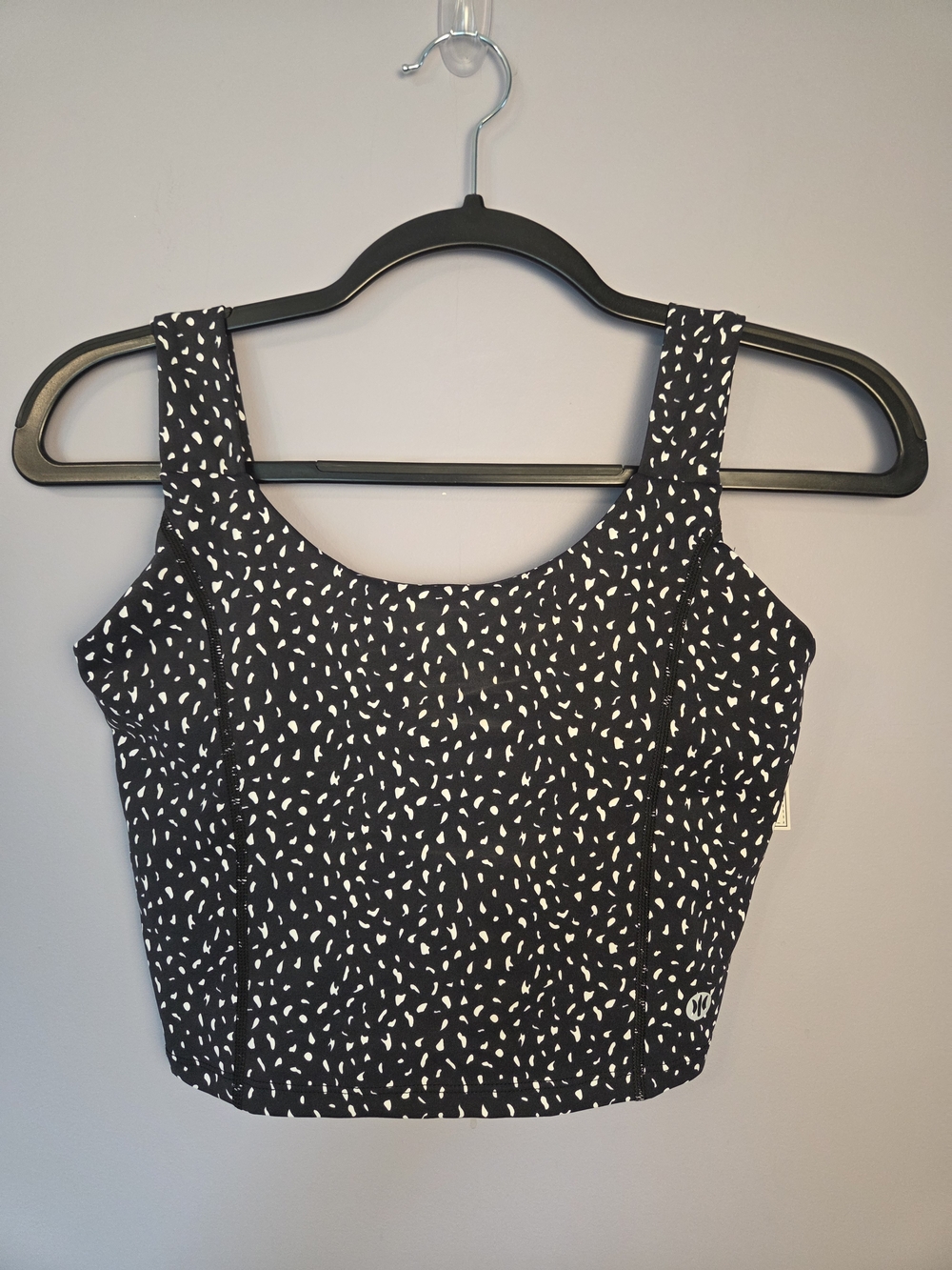 Astoria Activewear Padded Sports Bra Crop Tank Top Black White Speckle M NWT